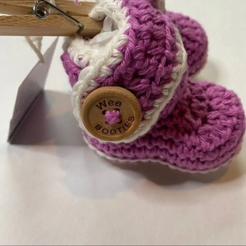 Wee Booties Purple Crochet Hat & Booties NWT 3-6M
